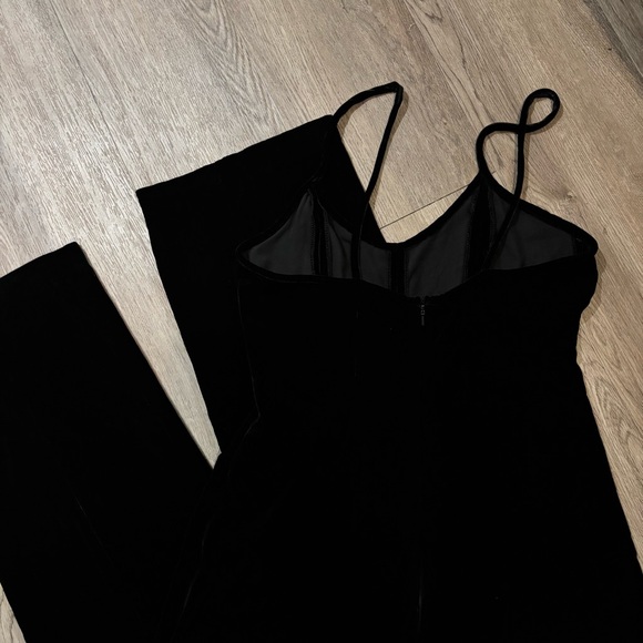 Vintage 90s Tweeds Silk Black Velvet Wide Leg Jumpsuit Jumper - Picture 3 of 15